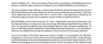 Reward Money for Missing Woman Melissa Beson